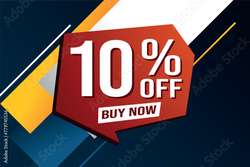 10% ten percent off buy now poster banner graphic design icon logo sign symbol social media website coupon

