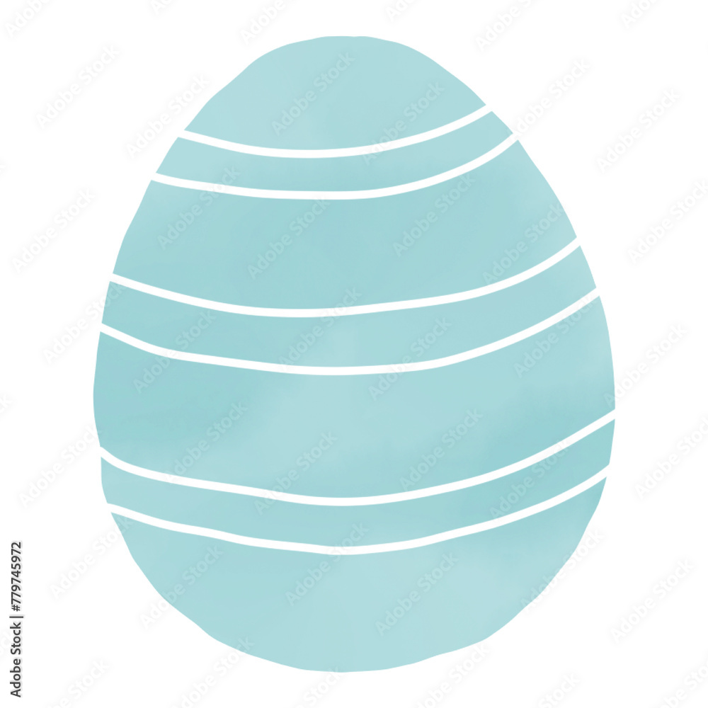 Hand drawn watercolor egg. Easter illustration, decorative element