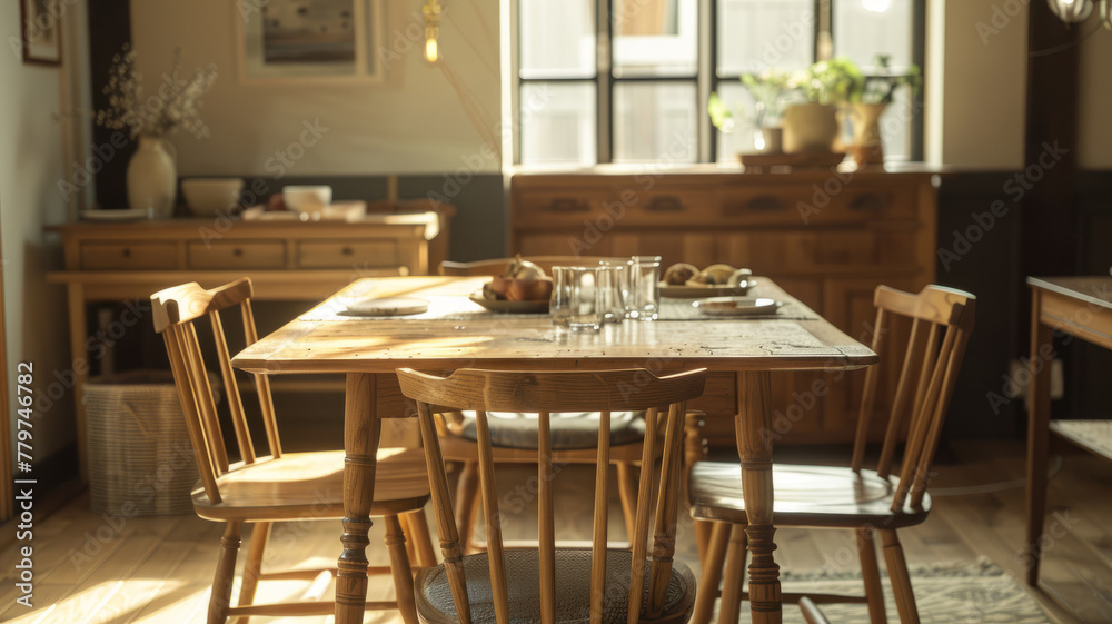 Cozy rustic dining room with sunlight. Cozy rustic dining room with sunlight.