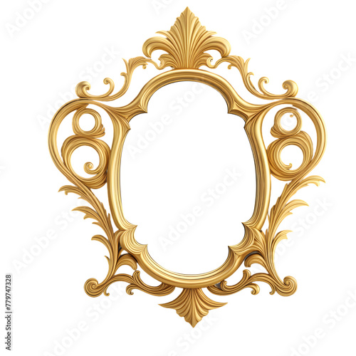 moldura vintage dourada de espelho de pé em formato diferente ,moldura de espelho retro, porta retrato isolado em fundo transparente photo