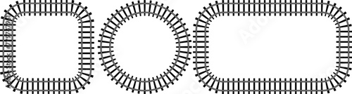 circle square rectangle Railway track frame set