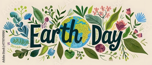 earth day banner background wallpaper with text 'earth day', 22 april celebration
