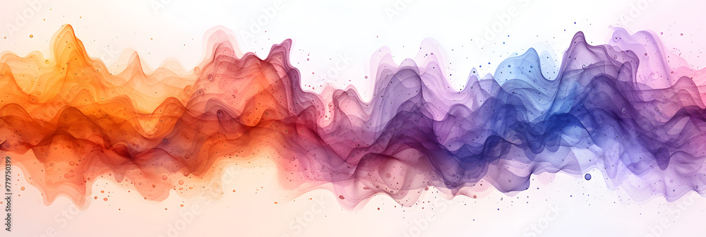 Colorful abstract watercolor waves pattern. Artistic background with a spectrum of rainbow colors. Creative design for wallpaper and print. Panoramic view with copy space