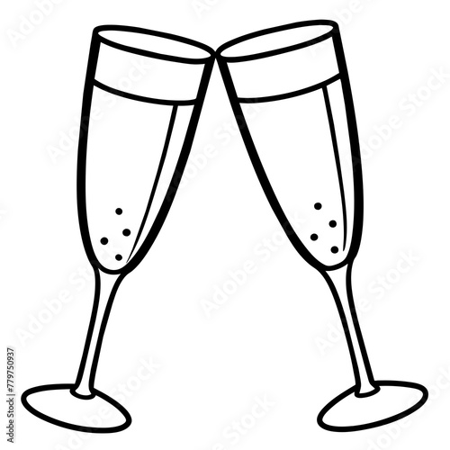 two glass of  champagne vector illustration