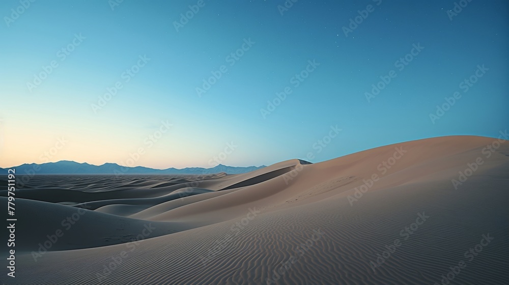 Moonlight over sand dunes in a tranquil desert scene