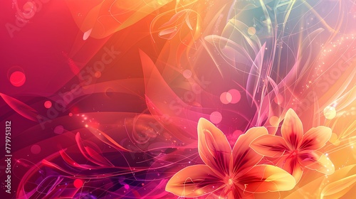 Floral Fractal Explosion  Abstract background bursting with colorful flowers  depicting the beauty of nature in a vibrant summer palette