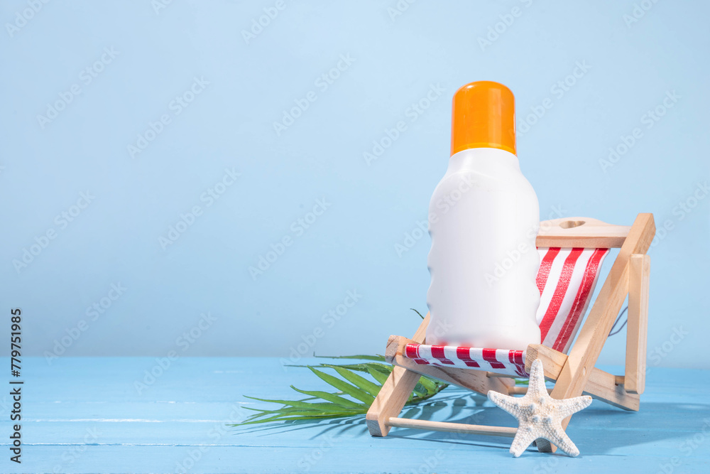 Summer background with sunscreen mockup