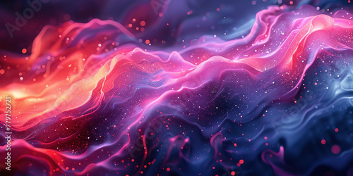Abstract Red and Blue Liquid Flowing on Black Background Fluid Motion and Color Contrast Artistic Background Concept