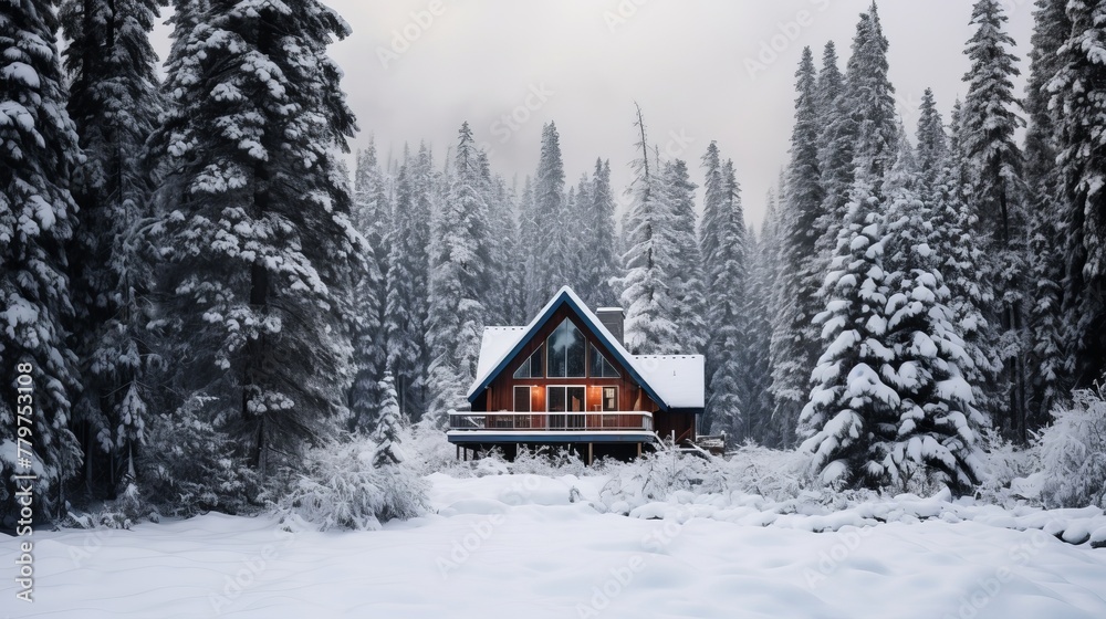 Cozy cabin in a winter wonderland Cozy cabin in a winter wonderland