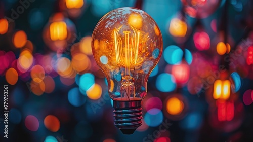 Glowing Light Bulbs with Network Connections, creative thinking, ideas and innovation, Connecting creativity with modern technology, Finding Creativity and Inspiration. Generative AI