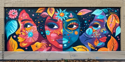 Vibrant Mural Celebrating Neighborhood s Unique Identity and Pride Through Colorful Abstract and Patterns © Thares2020