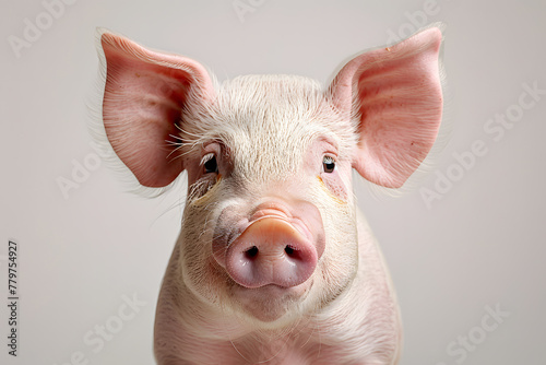 Closeup Cute little pig isolated on a white background
