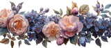 This beautiful bouquet consists of lilacs, dog roses (briar) and magnolias, all isolated on a white background.