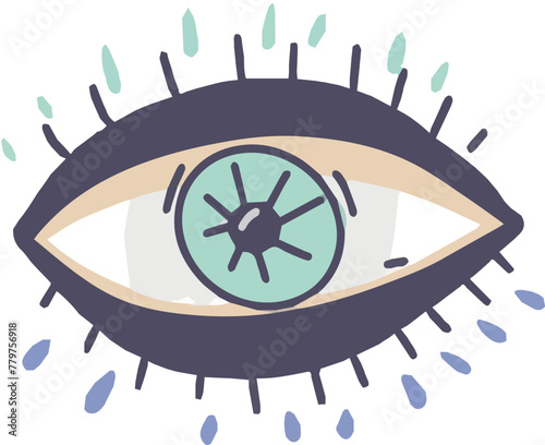Eyes magic hand drawn on a white background set of cute pictures cartoon stars moon mysticism tarot astrology
