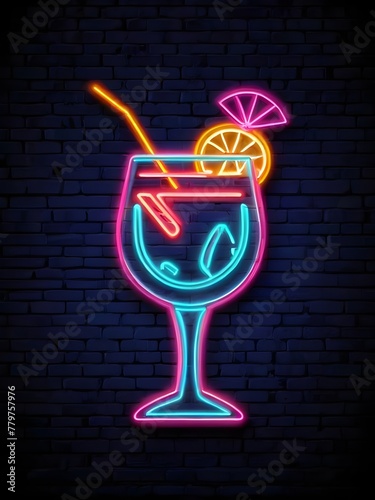 Cocktail neon icons - sign. Modern trend design, night light signboard, emblems, design template. Vector Illustration