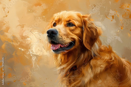 A digital painting of a golden retriever dog