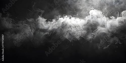 Ethereal Smoke Patterns Against Stark Black Background Creating Mysterious and Captivating Atmospheric Scene with Copy Space