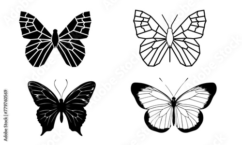  butterfly silhouette with basic geometric elements