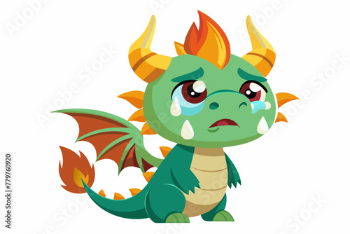 cute-dragon-crying-with-fire-tears--vector illustration 