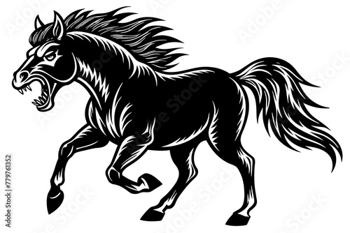 horse-angry-had--whit-background vector