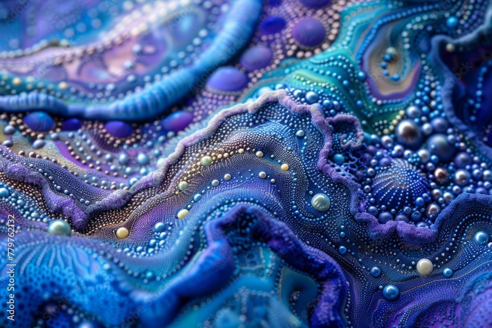 Macro Detail of Vibrant Blue and Purple Patterns