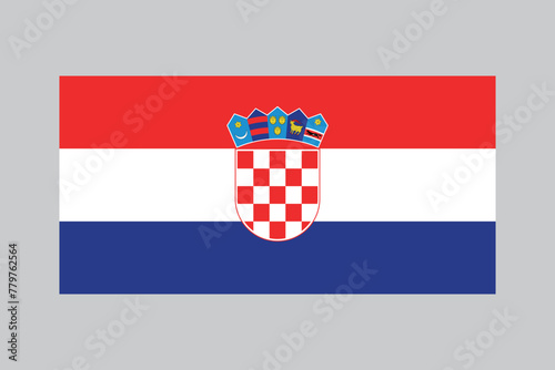 national flag of Croatia, Croatian tricolour in 1 to 2 proportion, vector illustration with a grey background, Hrvatska zastava