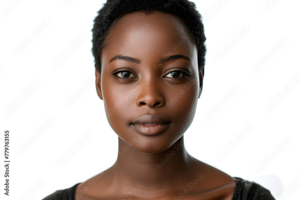 Photo portrait of a beautiful African woman with short hair, isolated on white background Photo portrait of a beautiful African woman with short hair, isolated on white background