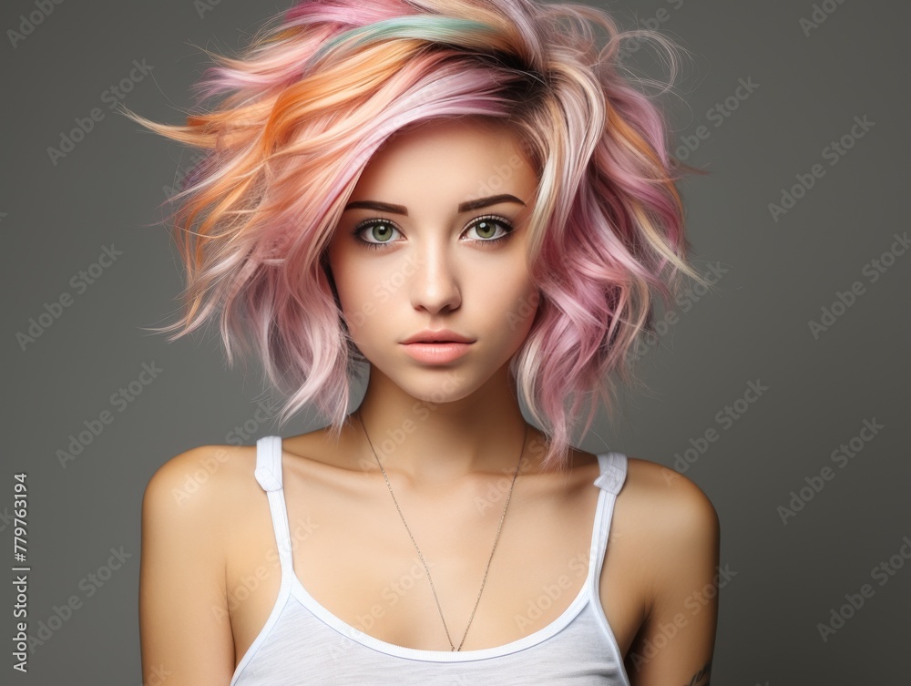 Woman With Pink Hair and Green Eyes Woman With Pink Hair and Green Eyes
