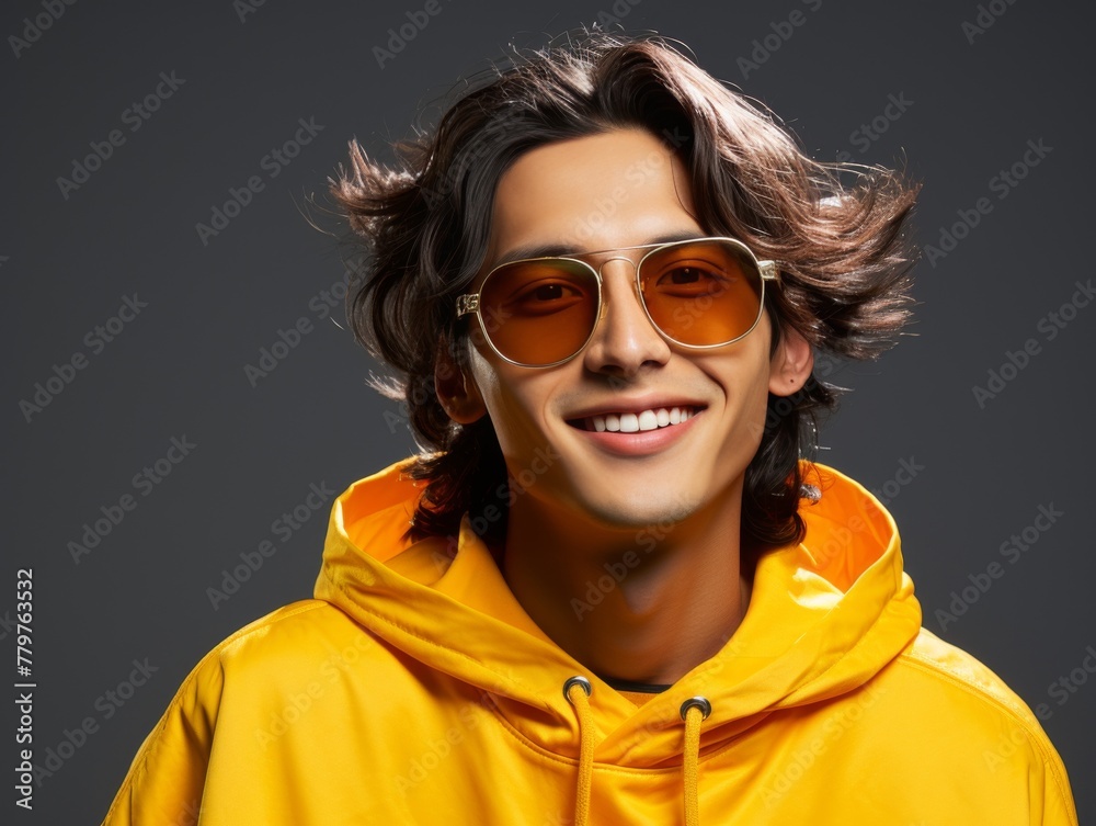 Man Wearing Sunglasses and Yellow Jacket Man Wearing Sunglasses and Yellow Jacket