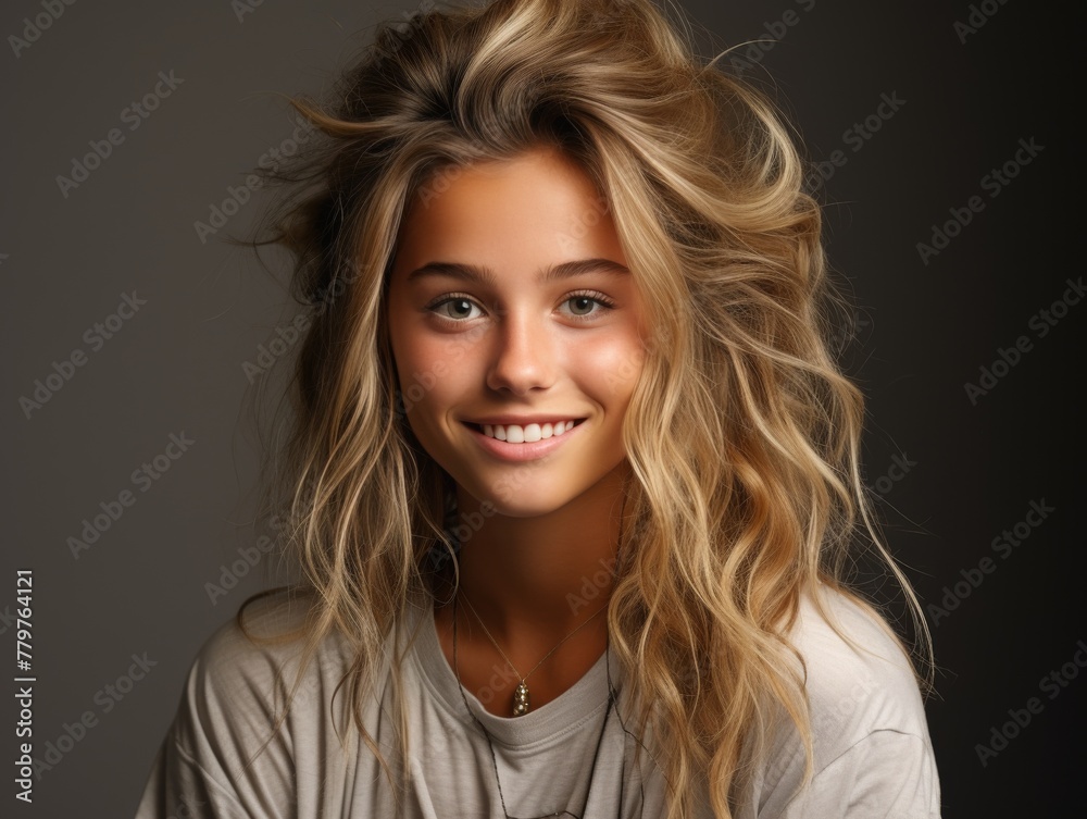 Smiling Woman With Long Blonde Hair Smiling Woman With Long Blonde Hair