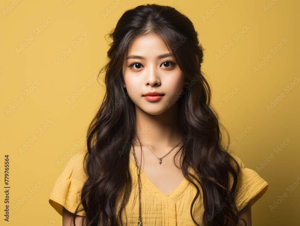 Woman With Long Hair Smiling at Camera Woman With Long Hair Smiling at Camera