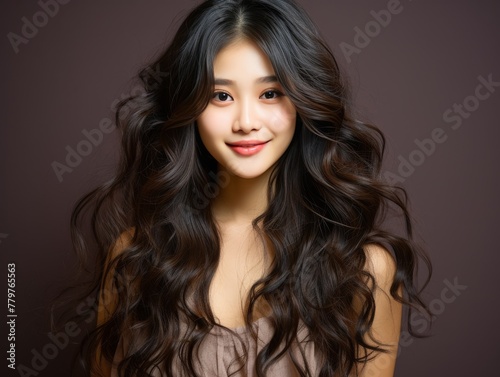 Woman With Long Hair Smiling at Camera