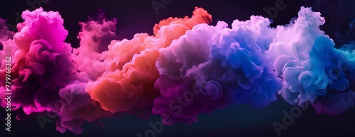 magenta and pink fluffy pastel ink smoke cloud against black background 4K Video photo