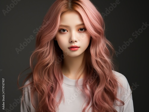 Woman With Long Pink Hair Posing for Picture