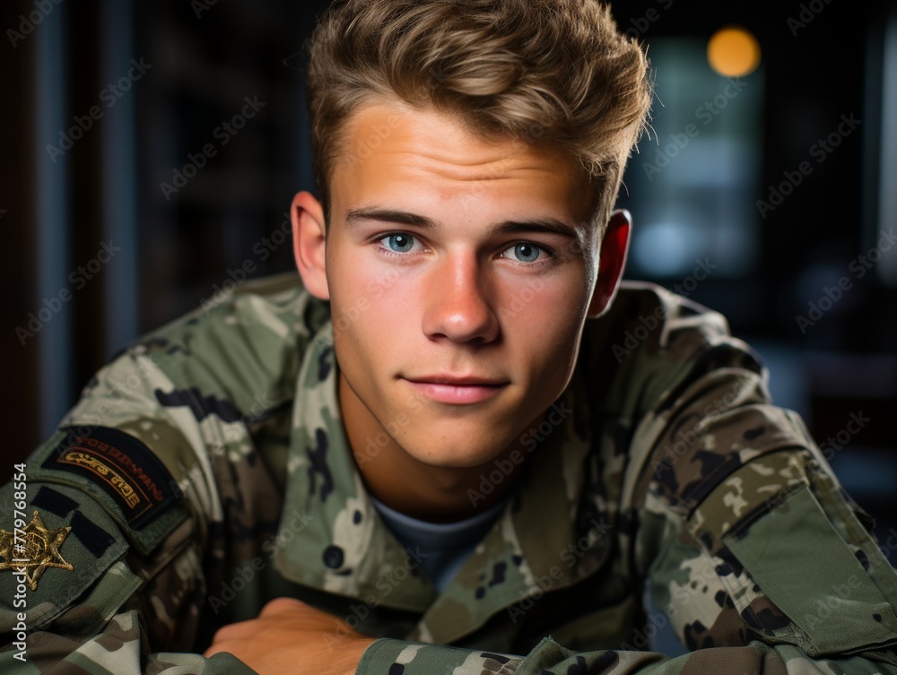 Military Man Posing for Picture