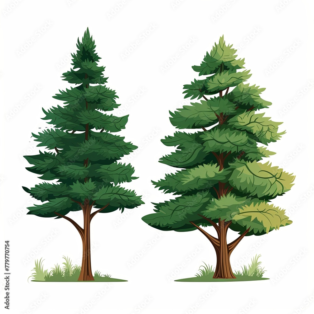 2 flat cartoon style forest tree 2 flat cartoon style forest tree