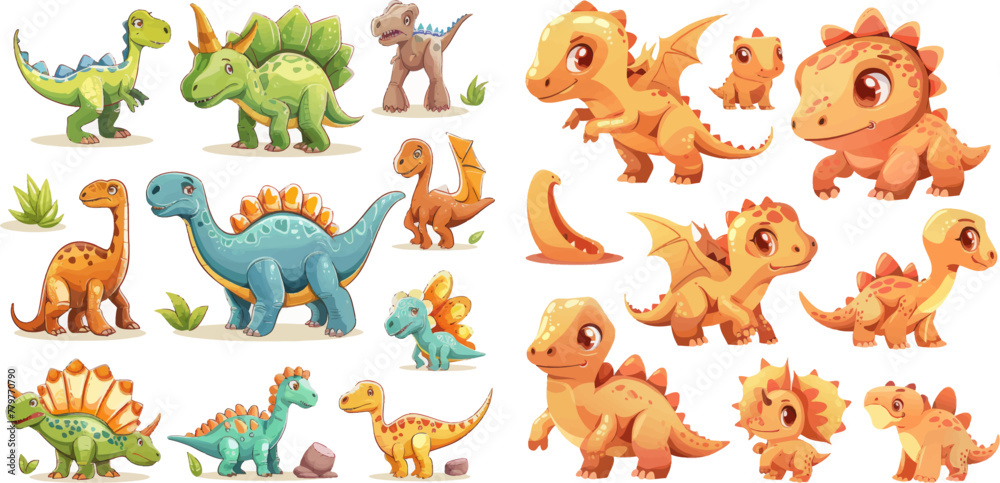Adorable comic dinosaurs character Adorable comic dinosaurs character
