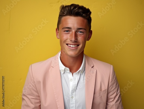 Smiling Man in Pink Suit