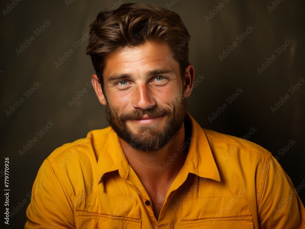 Man in color shirt, Standing