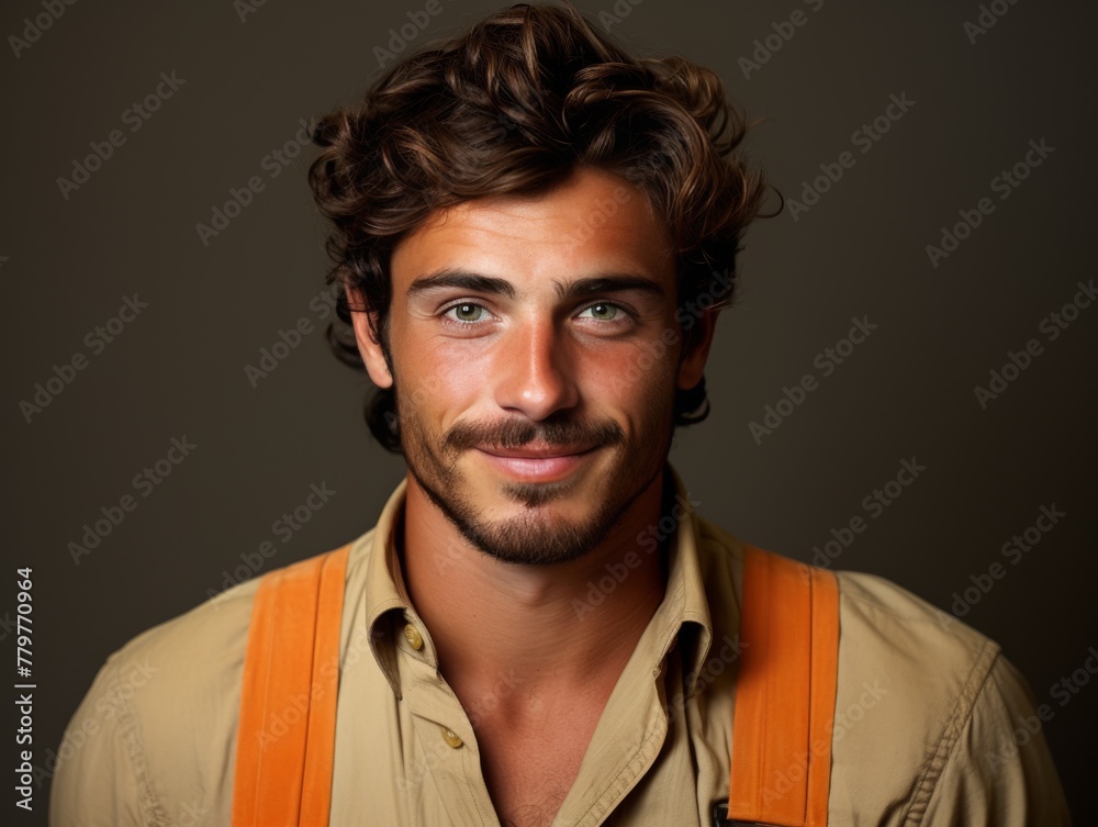 Man With Beard and Orange Suspenders Man With Beard and Orange Suspenders