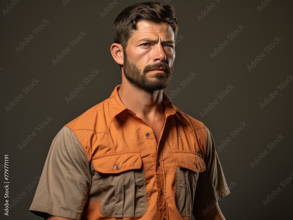 Bearded Man in Orange Shirt Bearded Man in Orange Shirt