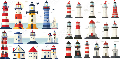 Cartoon nautical navigation light tower