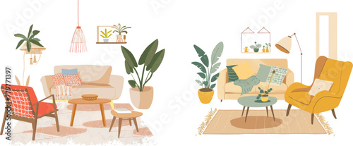 Apartment vector decor. Comfortable flat with Scandinavian furnishing