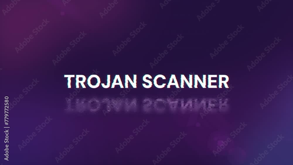 Trojan scanner text with screen effects of technological failures. Spectacular screen glitch with various kinds of interference. Looped
Trojan scanner text with screen effects of technological failures. Spectacular screen glitch with various kinds of interference. Looped