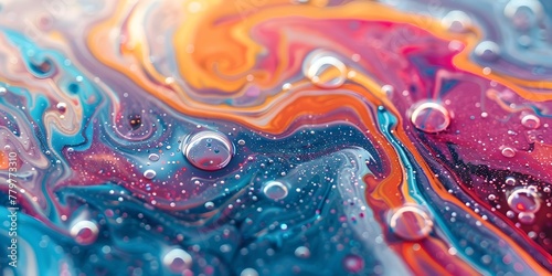 Vibrant Soap Bubble Film Displaying a Spectrum of Mesmerizing Fluid Patterns and Shimmering Colors photo