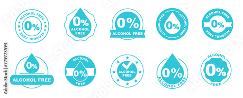 Alcohol free icon vector set