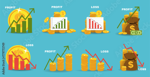 Financial profit and loss. Graph of growth