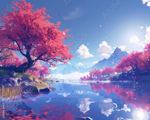Dreamy game landscapes  where color and imagination run wild  ultra HD clean sharp high resulution