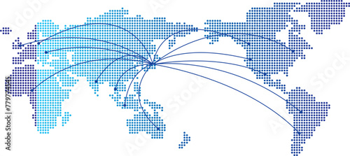 Digital map of Asia Japan global network business data transfer telecommunication connectivity cyber technology business exchange information vector illustration
