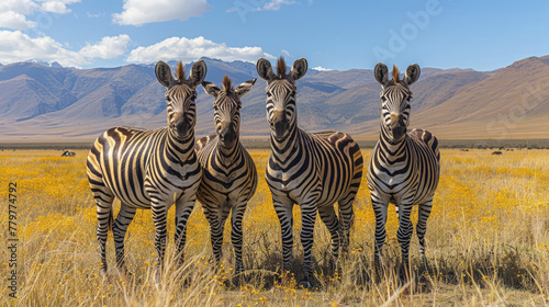 Herd of zebras in African savanna evoking wildlife beauty and safari adventure.